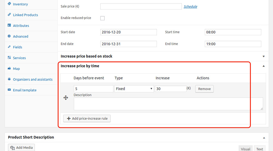 Increase price by time