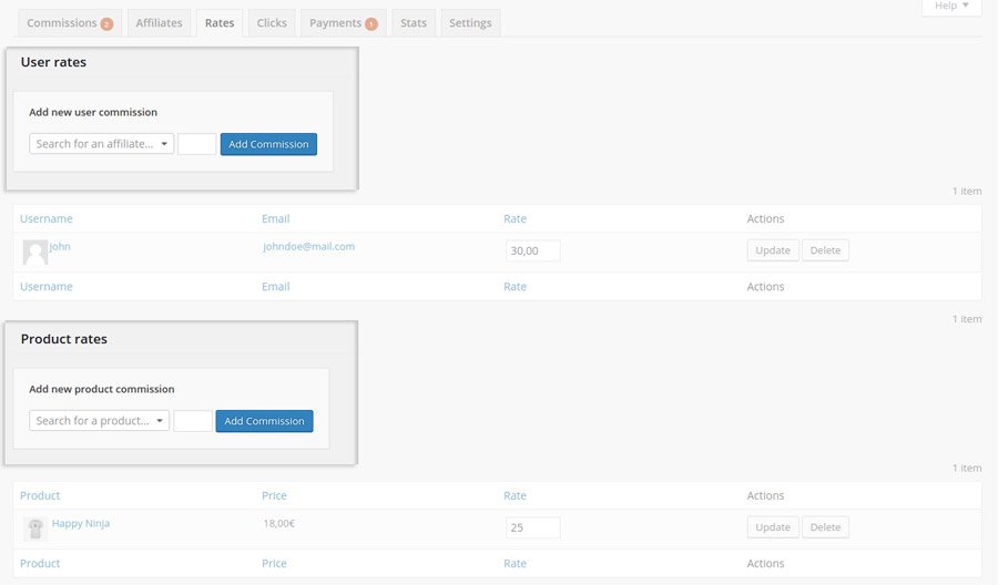 User and Product rate