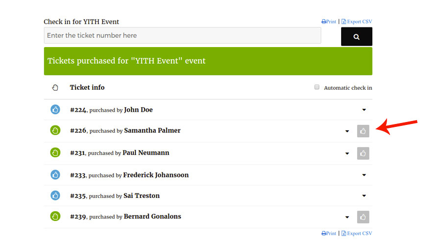 Set ticket as checked