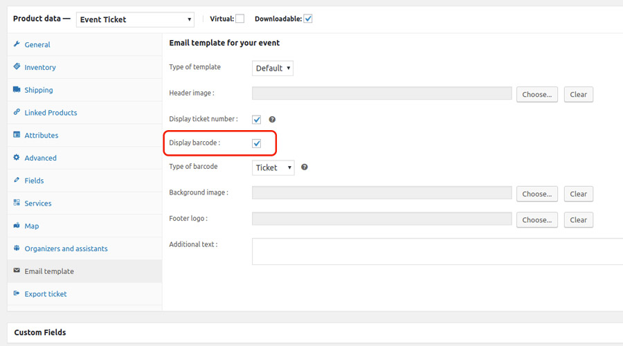 Enable ticket barcode