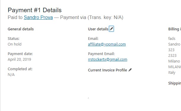 Payment details