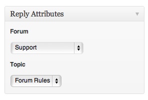 the reply attributes in the WordPress administration screens