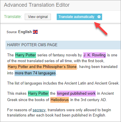 The button for auto-translating the whole page
