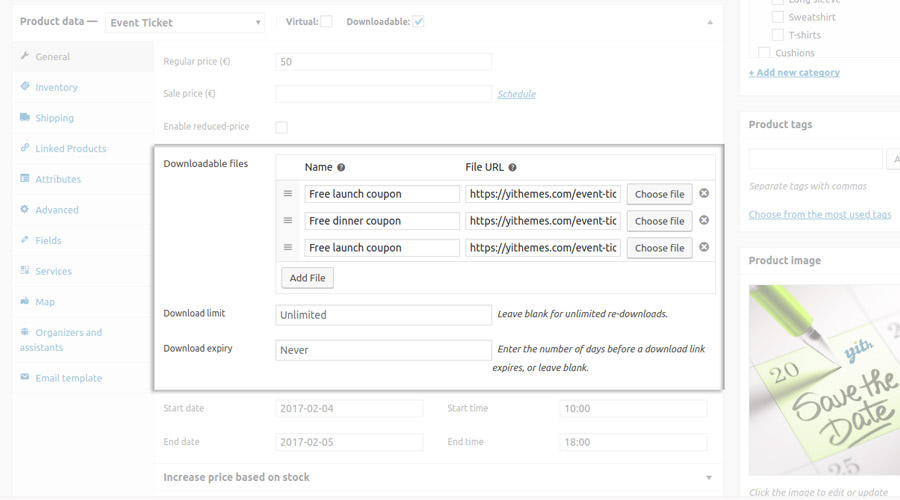 Insert downloadable files