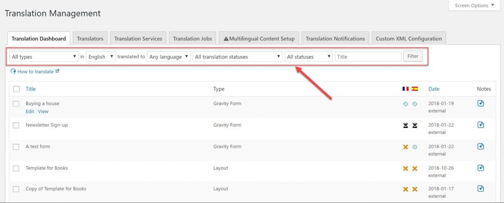 Filter content you want to send for translation