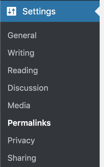Permalink Settings Menu Location