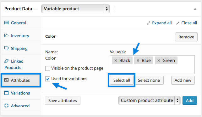 Attributes of a product. Improved variable product attributes for WOOCOMMERCE. Global Extra product options for WOOCOMMERCE. Checkbox variable attributes for WOOCOMMERCE.