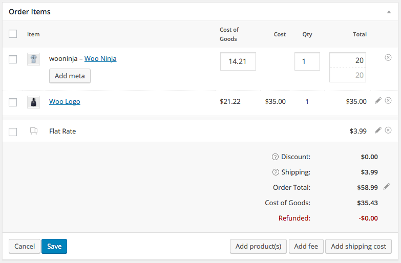 WooCommerce Cost of Goods: Editing Cost