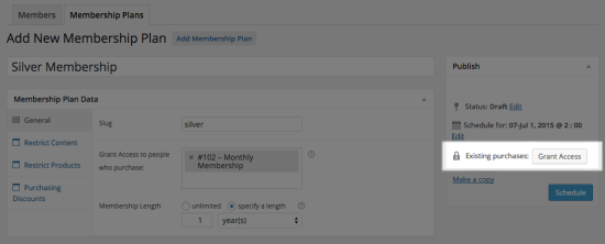 WooCommerce Memberships grant access