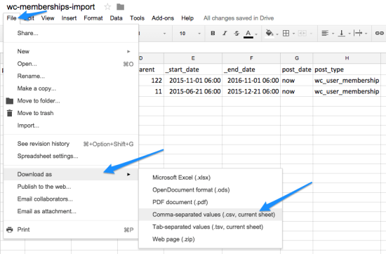 WooCommerce Memberships Import get csv